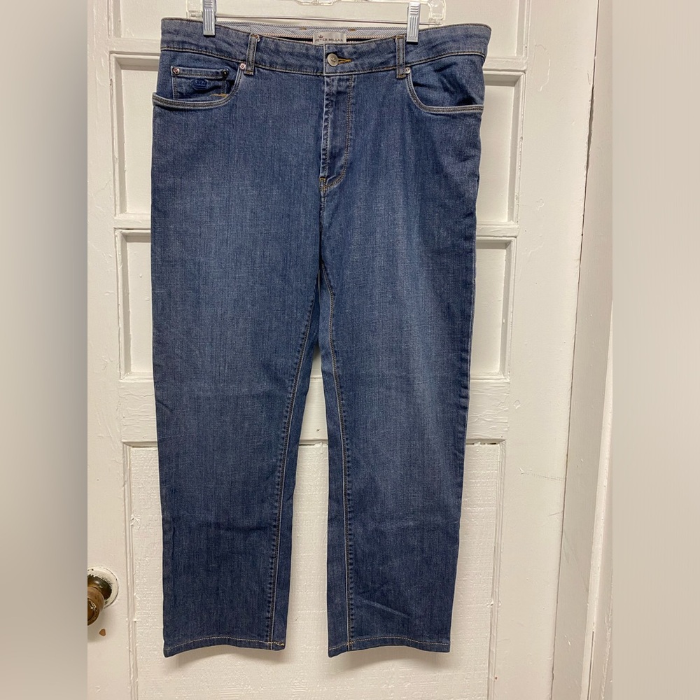 Peter Millar mens The Denim Jeans 36 Straight Pants Dark Wash Blue Jeans MF17B94